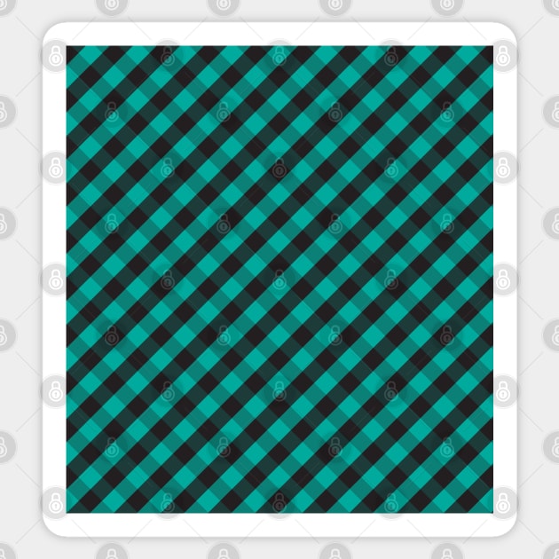 Teal Green and Black Check Gingham Plaid Sticker by squeakyricardo